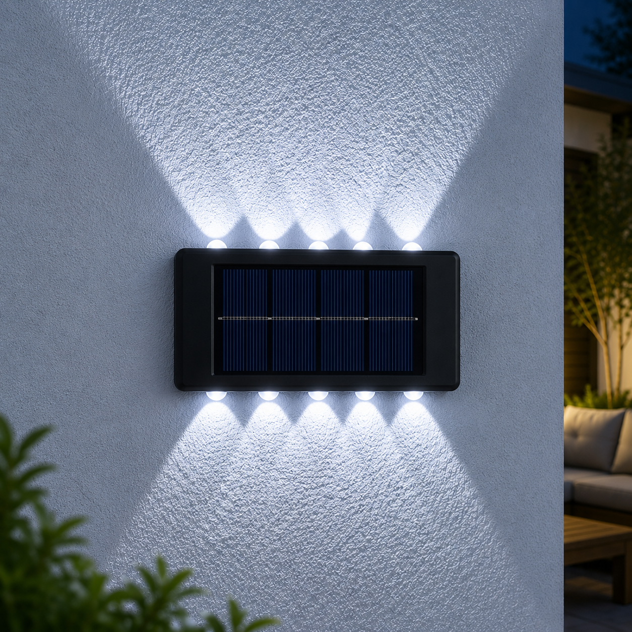 Solar LED Outdoor Wall Light | Up & Down Glow | 2–12 LEDs | Waterproof