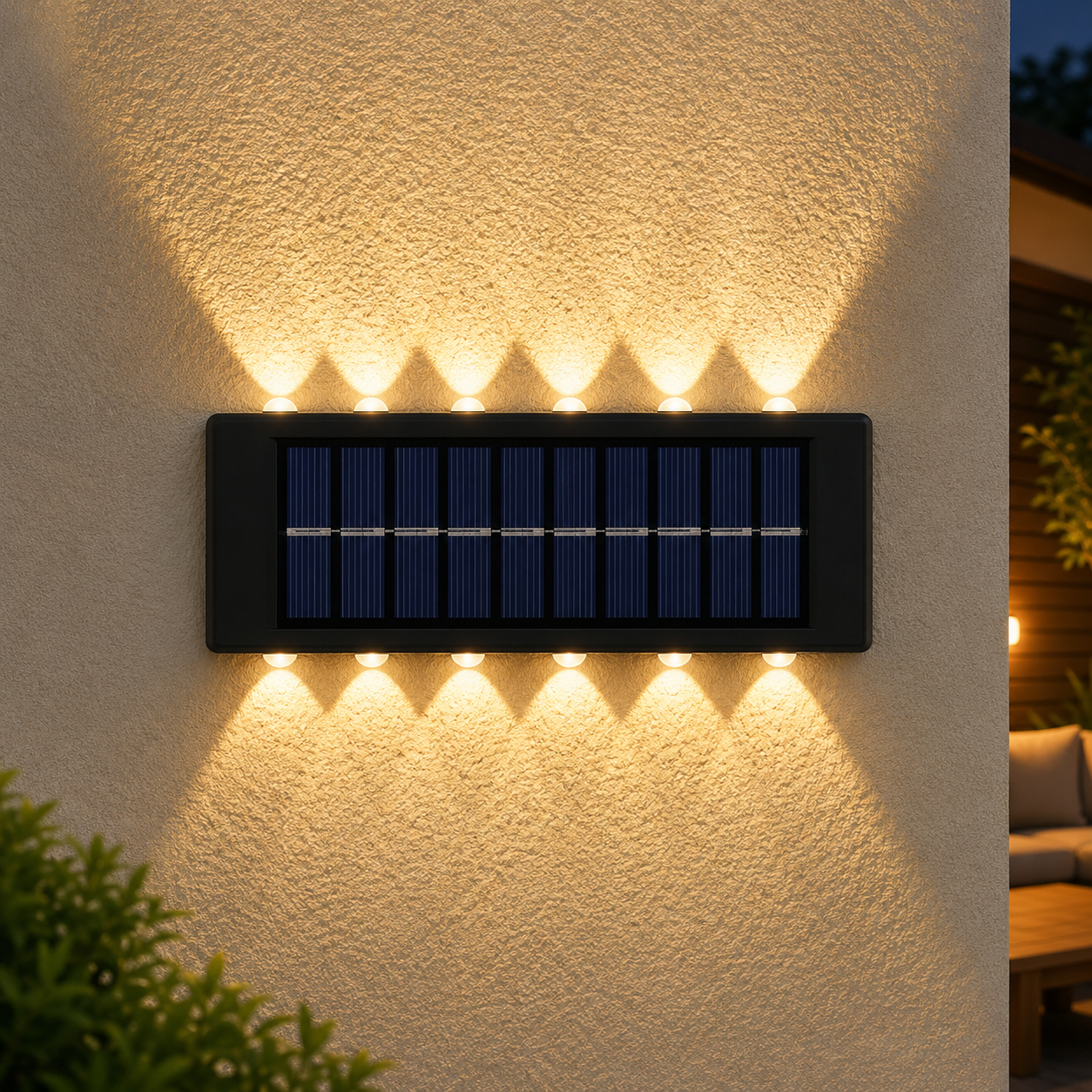 Solar LED Outdoor Wall Light | Up & Down Glow | 2–12 LEDs | Waterproof