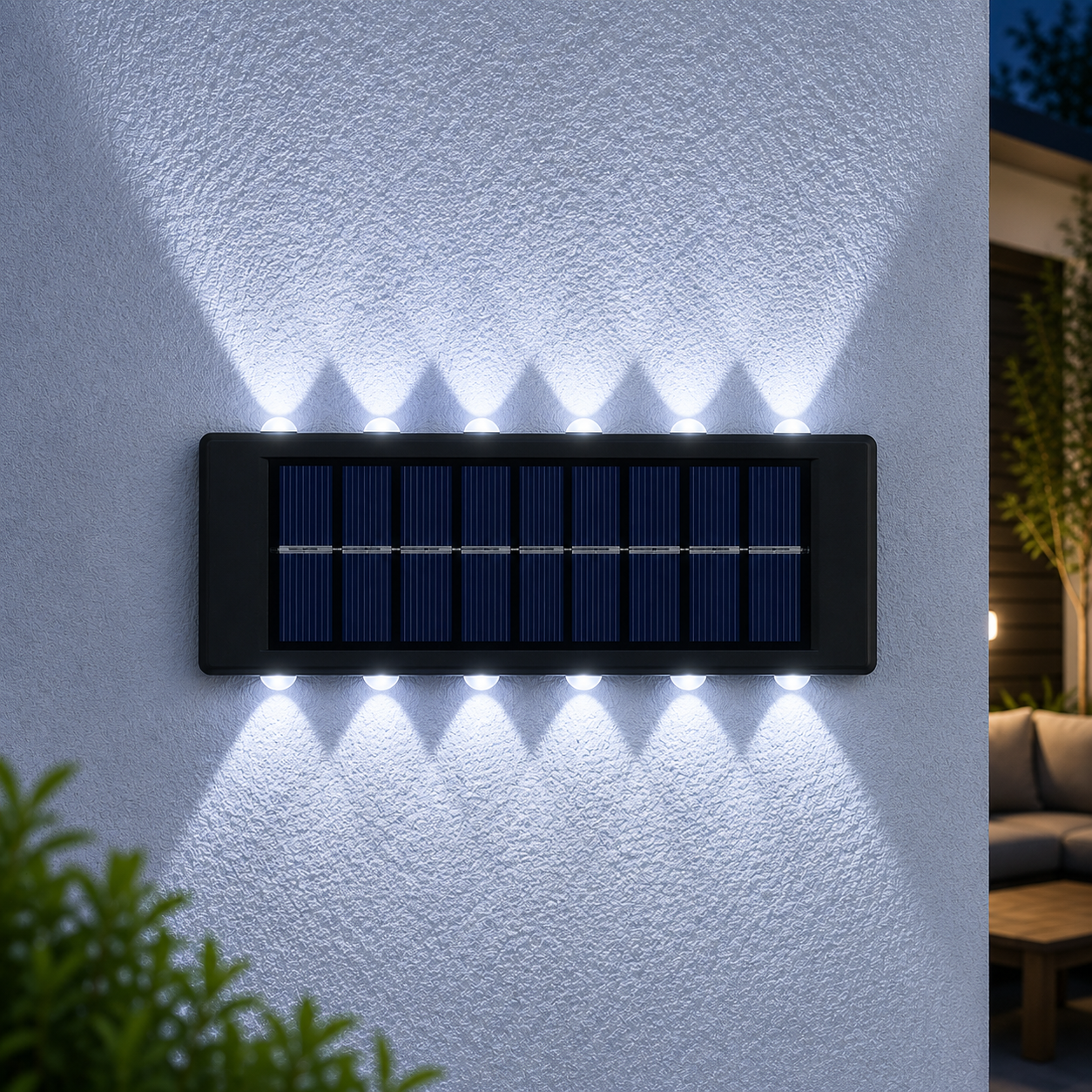 Solar LED Outdoor Wall Light | Up & Down Glow | 2–12 LEDs | Waterproof