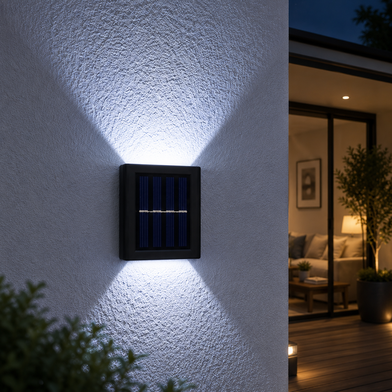 Solar LED Outdoor Wall Light | Up & Down Glow | 2–12 LEDs | Waterproof
