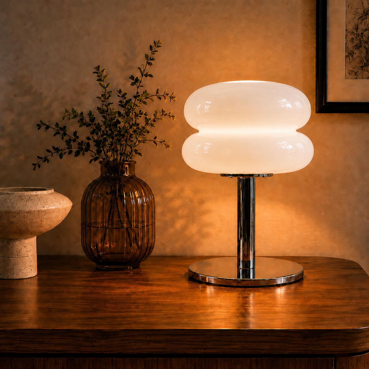 Macaron Glass Table Lamp | Modern 3-Color Dimmable LED Bedside Night Light