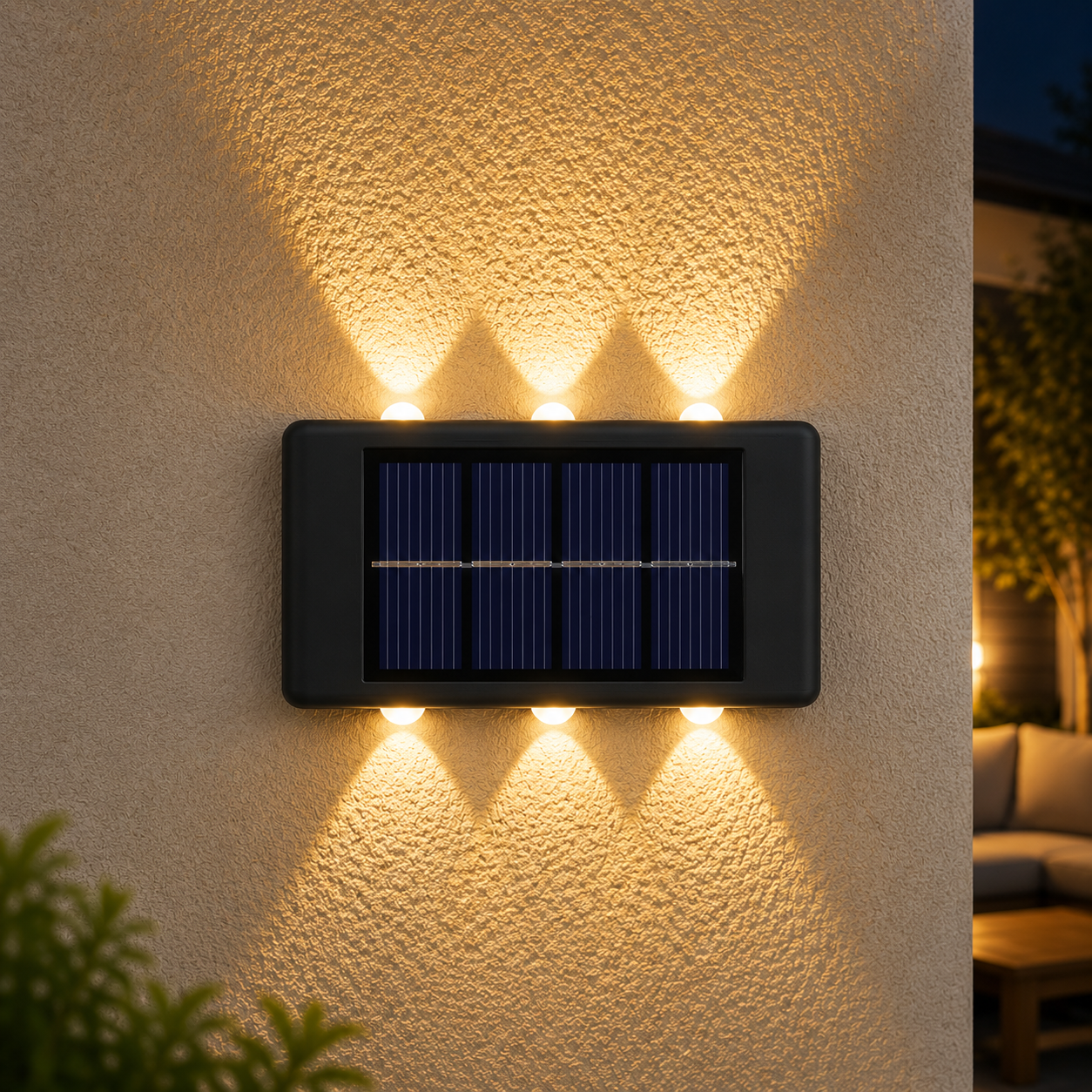 Solar LED Outdoor Wall Light | Up & Down Glow | 2–12 LEDs | Waterproof