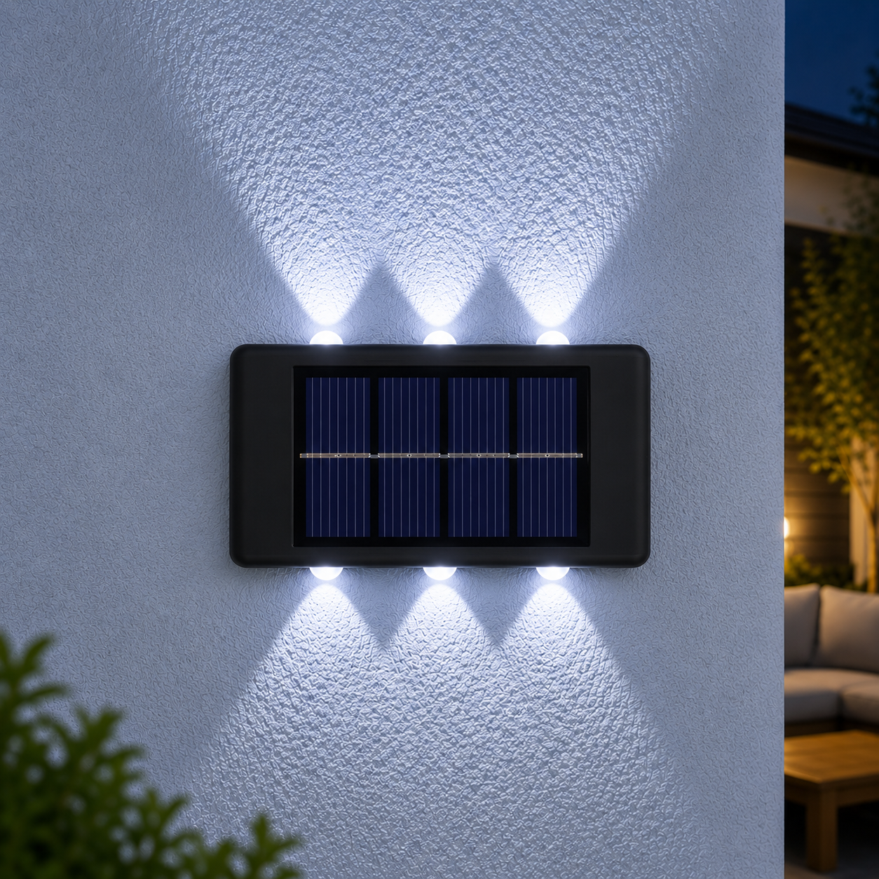 Solar LED Outdoor Wall Light | Up & Down Glow | 2–12 LEDs | Waterproof