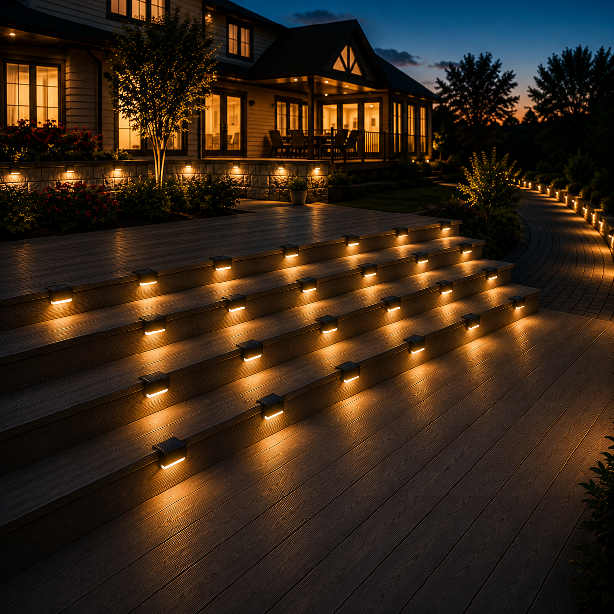 Solar LED Step Lights | Waterproof Outdoor Stair Lighting – Set of 4