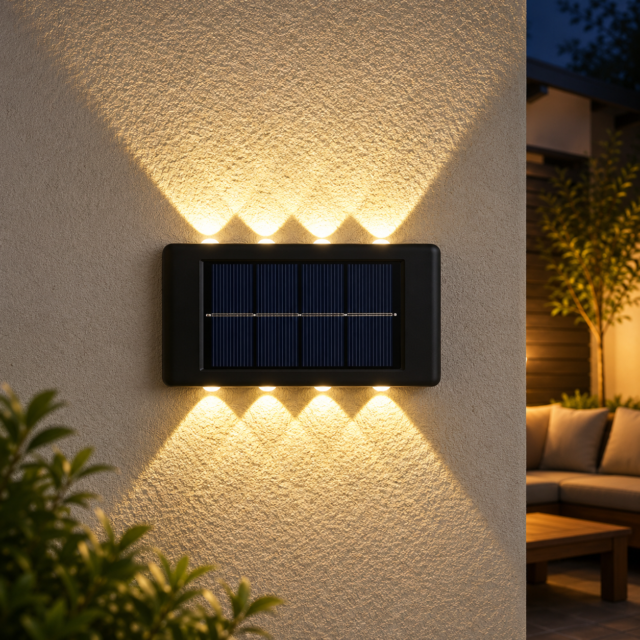 Solar LED Outdoor Wall Light | Up & Down Glow | 2–12 LEDs | Waterproof