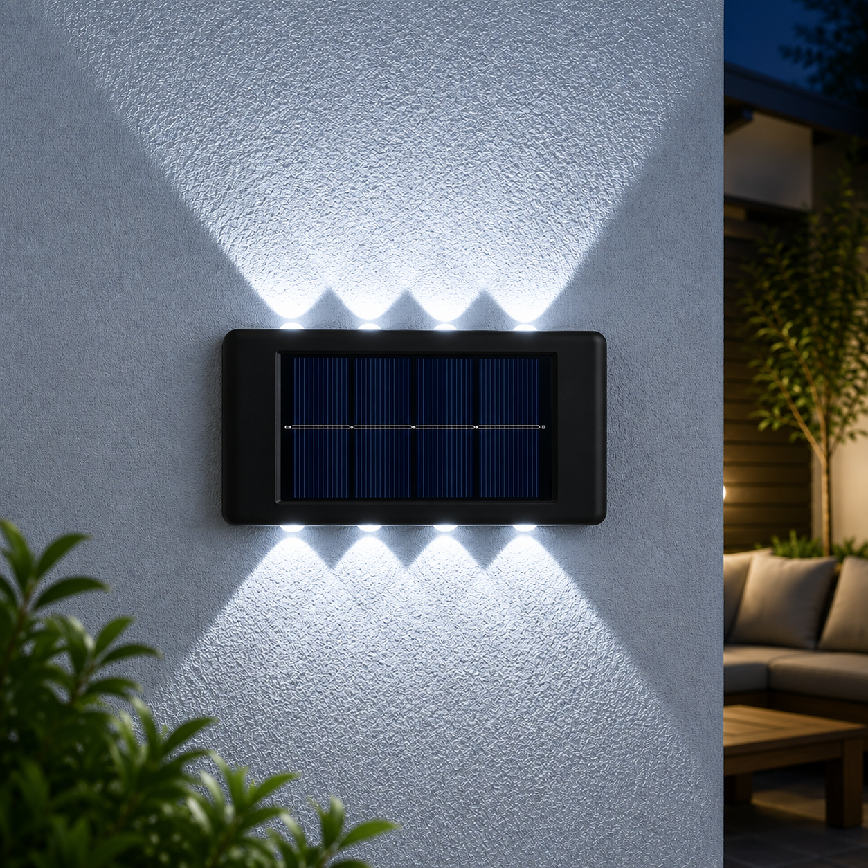 Solar LED Outdoor Wall Light | Up & Down Glow | 2–12 LEDs | Waterproof