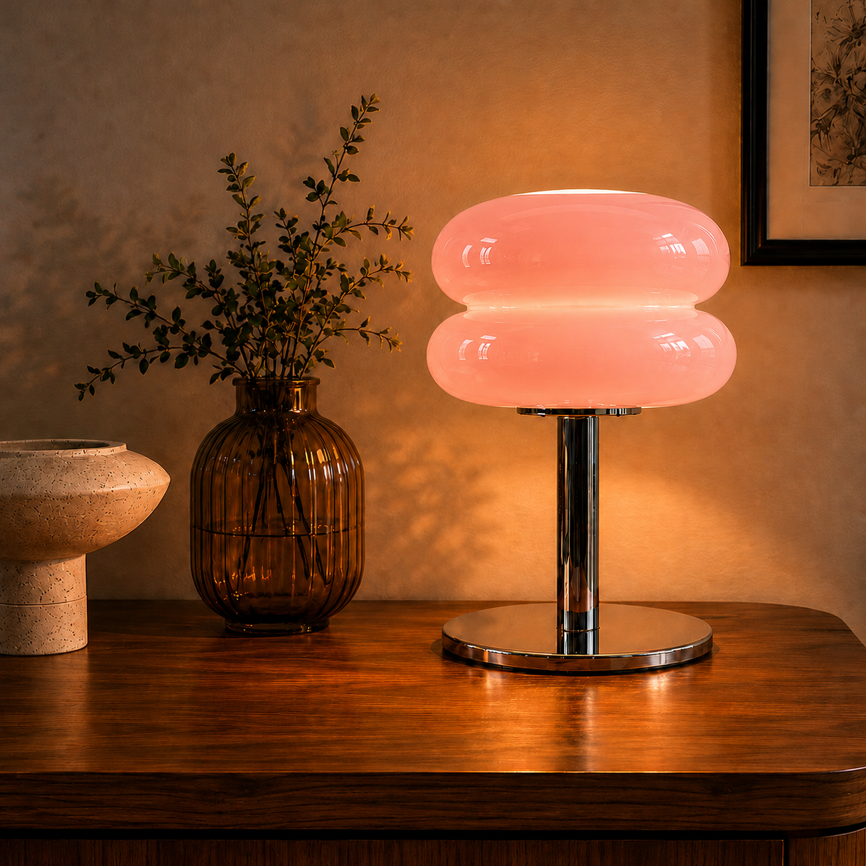 Macaron Glass Table Lamp | Modern 3-Color Dimmable LED Bedside Night Light