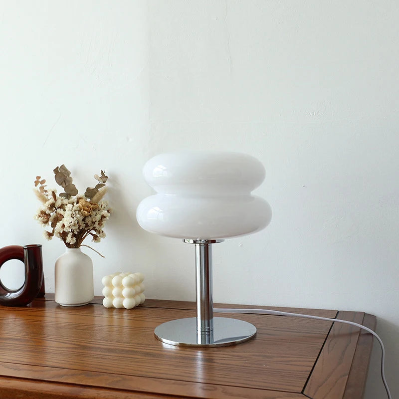 Macaron Glass Table Lamp | Modern 3-Color Dimmable LED Bedside Night Light