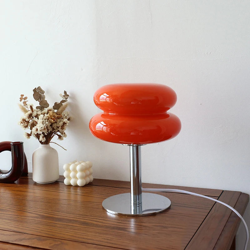 Macaron Glass Table Lamp | Modern 3-Color Dimmable LED Bedside Night Light