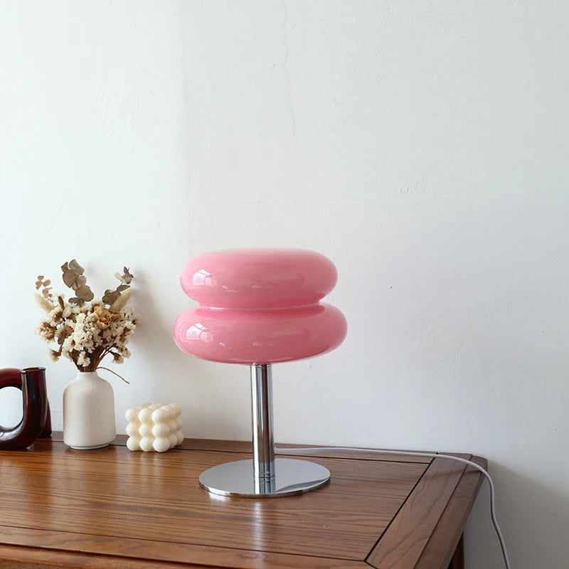 Macaron Glass Table Lamp | Modern 3-Color Dimmable LED Bedside Night Light