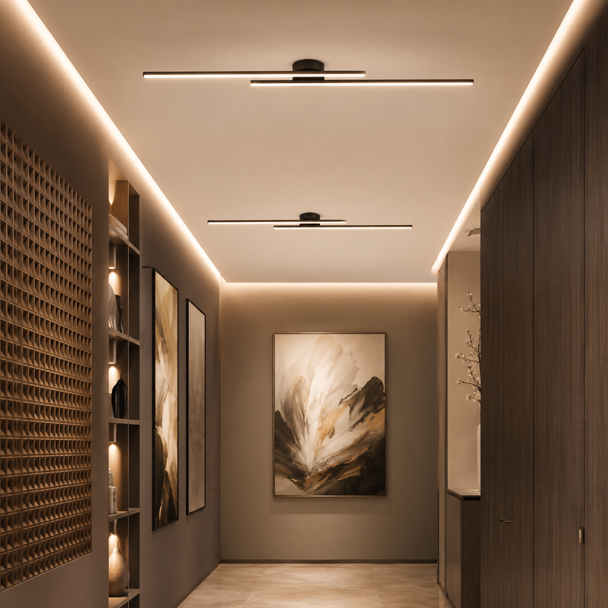 Linear LED Ceiling Light | Aluminum Bar Flush Mount | 60 / 90 / 120 cm