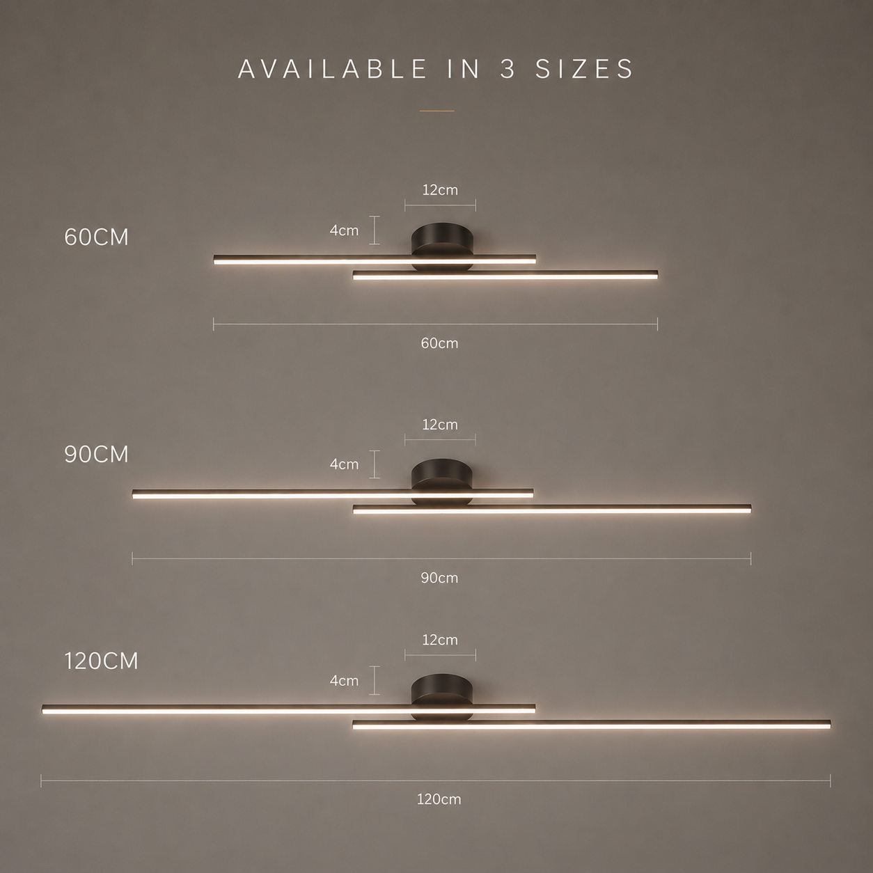 Linear LED Ceiling Light | Aluminum Bar Flush Mount | 60 / 90 / 120 cm