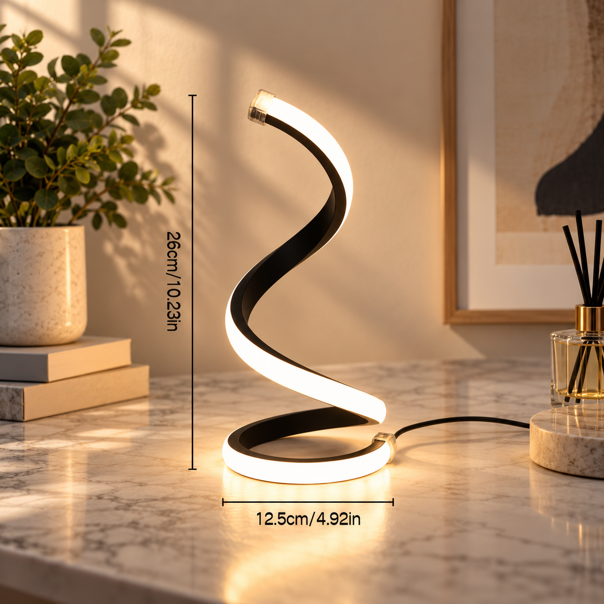 Modern LED Spiral Desk Lamp | Dimmable USB Bedside Light