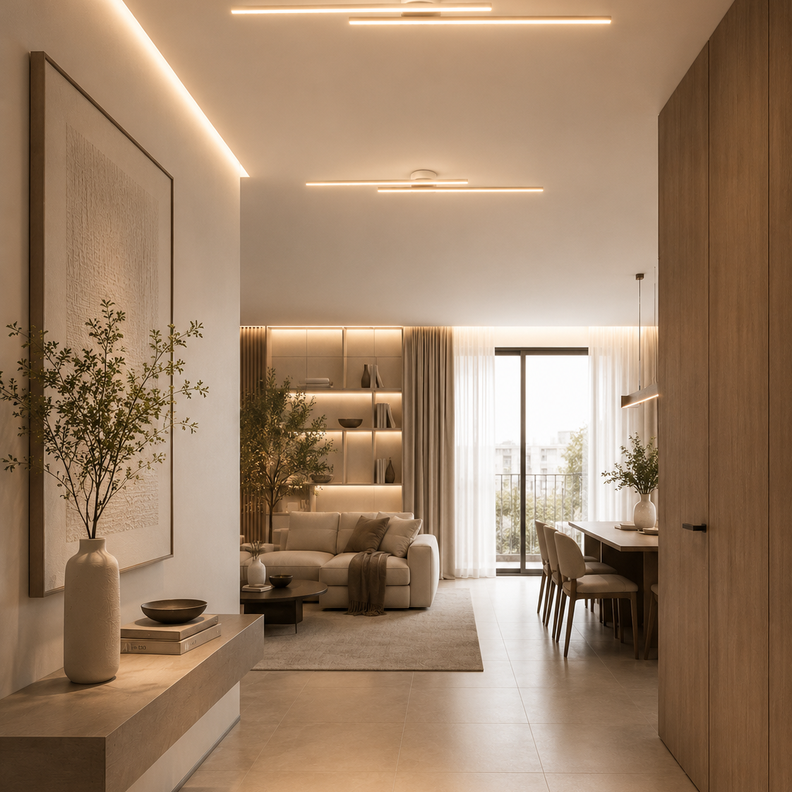 Linear LED Ceiling Light | Aluminum Bar Flush Mount | 60 / 90 / 120 cm