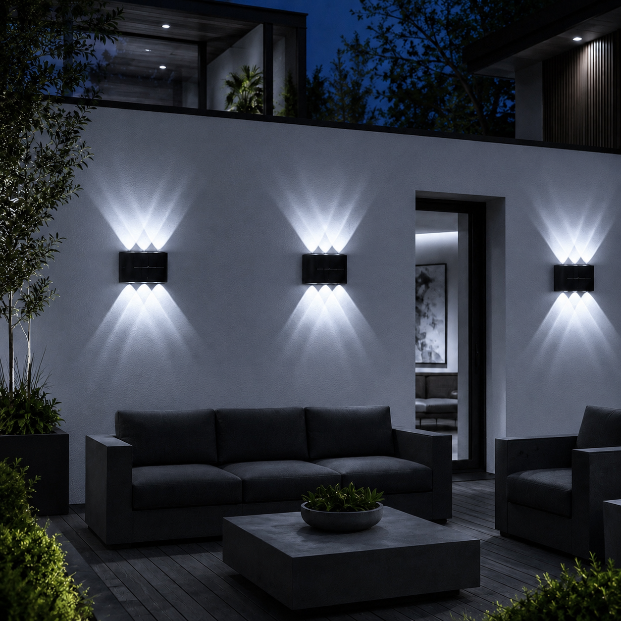 Solar LED Outdoor Wall Light | Up & Down Glow | 2–12 LEDs | Waterproof
